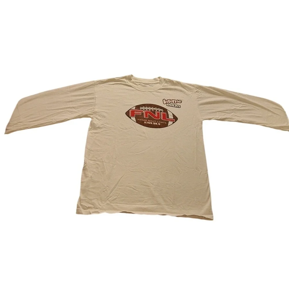 Intense Milks Friday Night Lights KISS 98.5‎ Long Sleeve Graphic T-Shirt White L